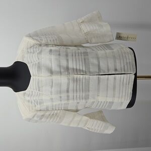 "KATE ROSY" Ivory Lined With Shoulder Pads Cropped Jacket Top Size Large